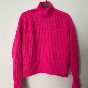 Cara Santana Bright pink turtleneck sweater